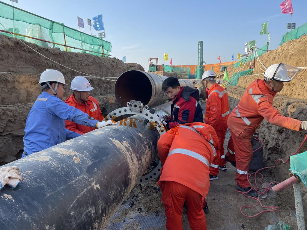 魯皖一期D610成品油管道冷切割坡口ESCG2228現(xiàn)場應用